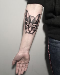 沃小姐小臂斯芬克斯猫纹身图案